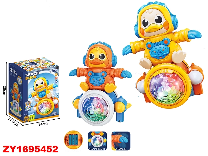 Wholesale Electronic Duck Toy 360° Rotating Space Duck with Lights and Music 