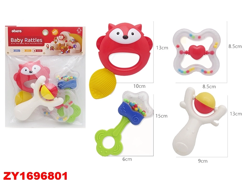 Shaking Bell—Baby Rattle (Set of 4) Single Color Random